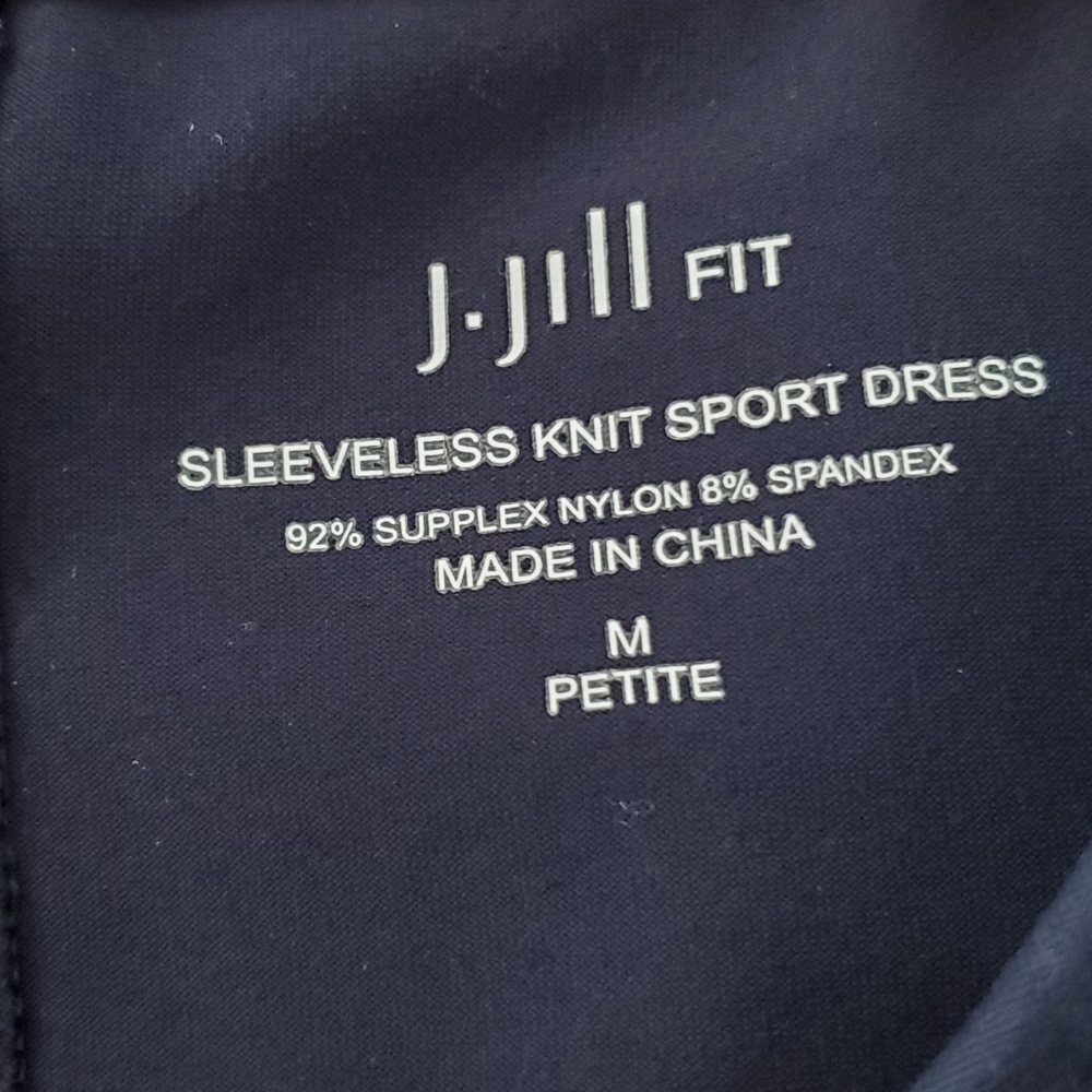 J. JILL FIT sz MP Sleeveless Knit Sport Dress Navy Blue Nylon Spandex Athleisure - Picture 2 of 13